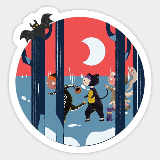 Halloween night in forest Sticker by SkyisBright